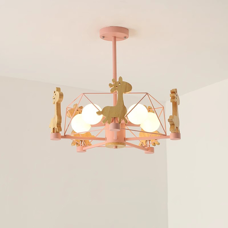 Baby Nursery Ceiling Light - เด็กโคมไฟเพดาน LED ไม้หมุน Fawn Light Nordic