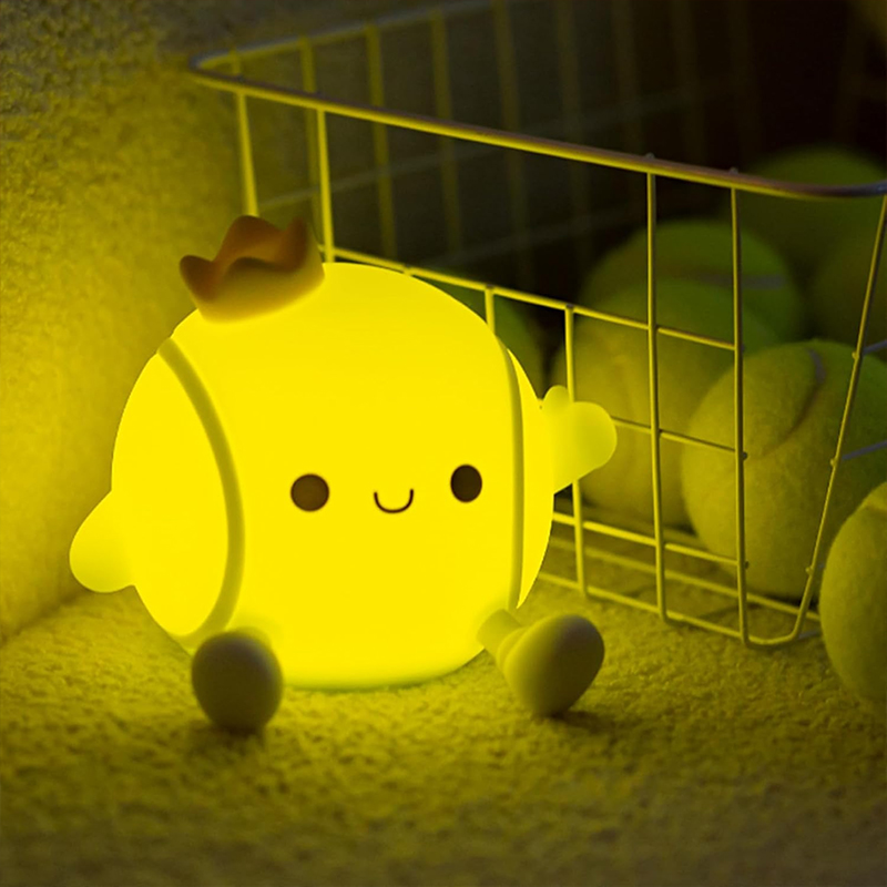 Baby Nursery Table Lamp - โคมไฟกลางคืนรูปเทนนิสน่ารัก ซิลิโคน สำหรับห้องเด็ก ควบคุมด้วยระบบสัมผัส ชาร์จ USB