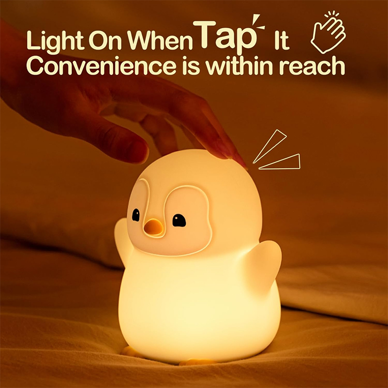 Baby Nursery Table Lamp - โคมไฟกลางคืนรูปเพนกวินใหม่ โคมไฟซิลิโคนสำหรับห้องเด็ก โคมไฟนอนหลับแบบสัมผัส ชาร์จ USB ได้