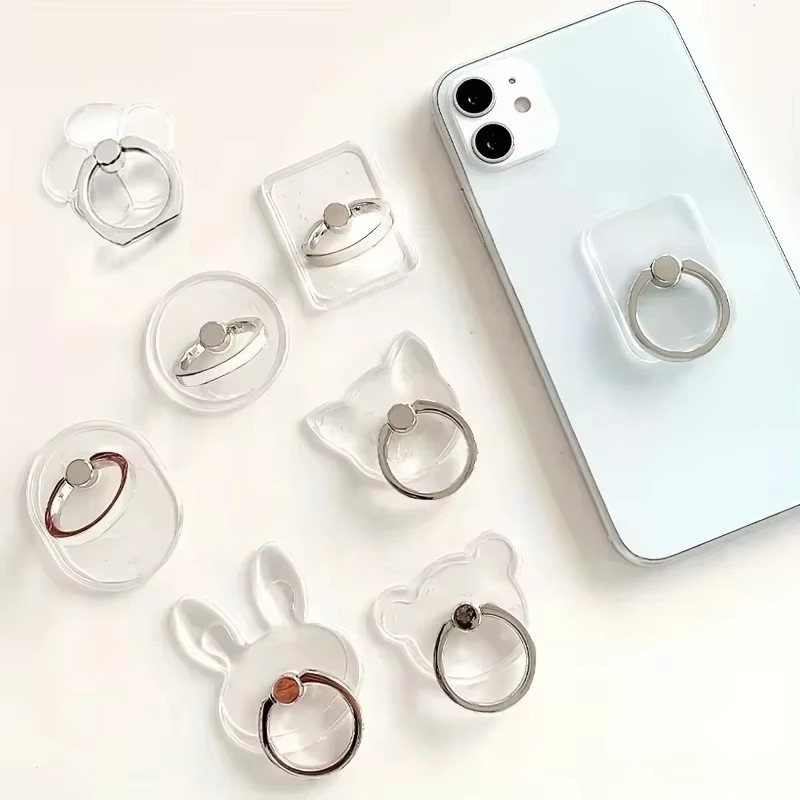 Mobile Hanger Arm - 1/2 ชิ้น ที่วางโทรศัพท์มือถือแบบวงแหวนใส รูปแมว สำหรับ iPhone