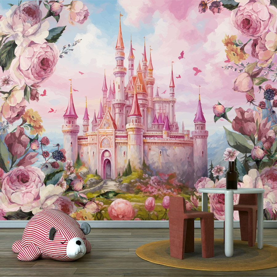Baby Nursery Water - 8+ วอลเปเปอร์ลายการ์ตูนปราสาทดอกไม้สำหรับตกแต่งบ้าน ติดตั้งง่าย มีให้เลือกแบบมีกาวในตัว สำหรับตกแต่งห้องนอนเด็กและทารก
