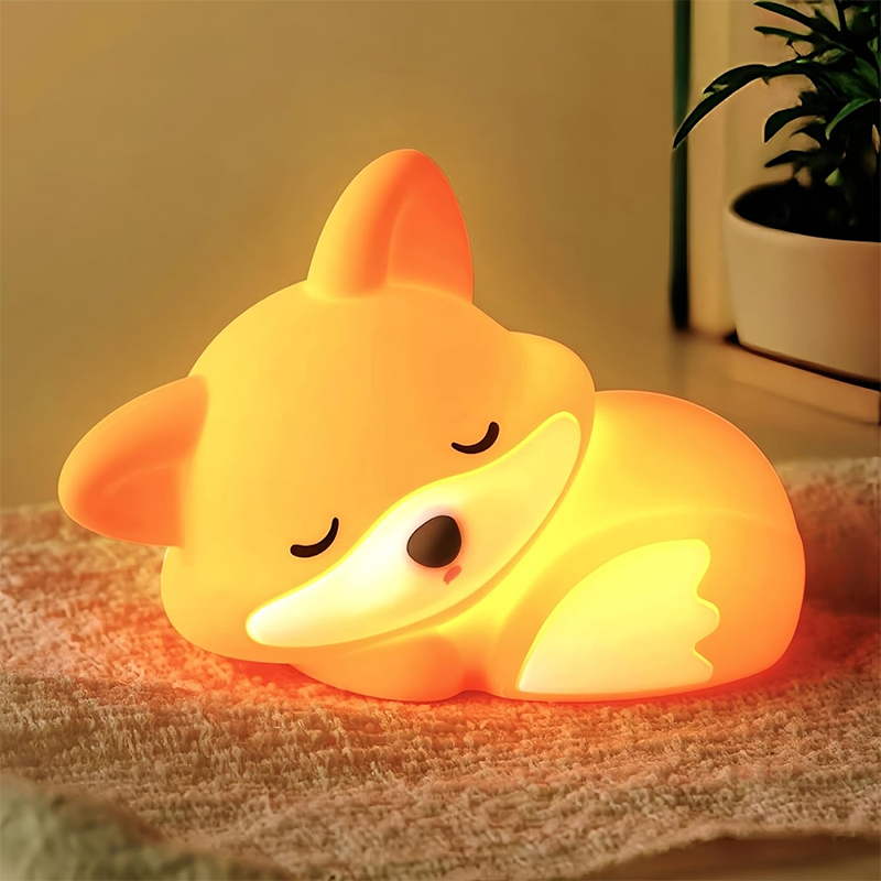 Baby Nursery Table Lamp - โคมไฟกลางคืนรูปสัตว์น่ารัก รูปจิ้งจอก ซิลิโคน สำหรับห้องเด็ก โคมไฟนอนหลับ ควบคุมด้วยระบบสัมผัส