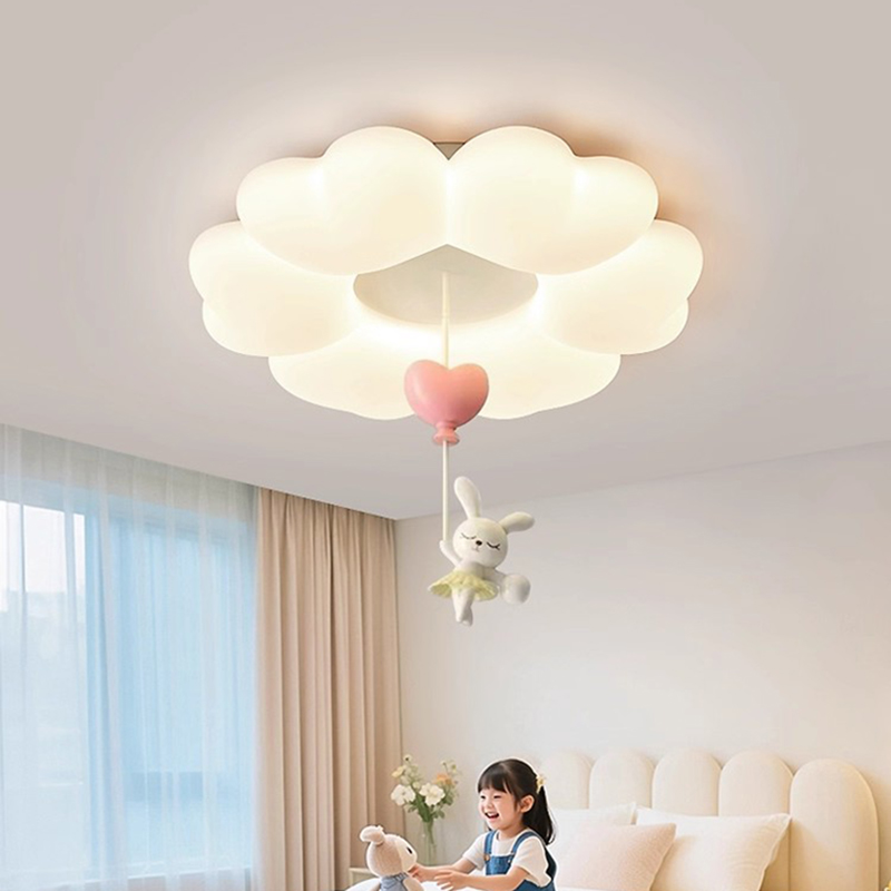 Baby Nursery Ceiling Light - โคมไฟเพดานห้องเด็กสไตล์โมเดิร์นอบอุ่น รูปทรงเมฆ สไตล์ฝรั่งเศสโรแมนติก สีครีม สำหรับห้องเด็กทารก ห้องนอนเด็กชาย