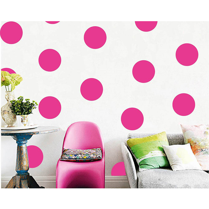 Baby Nursery Yellow Walls - Shiny Rose สีเหลือง Polka Dots สติ๊กเกอร์ติดผนังวงกลม
