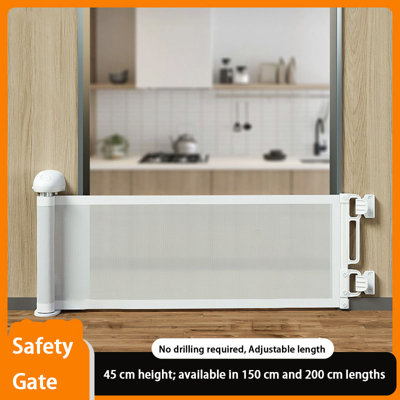 Baby Gate Extra Wide - ราวกั้นนิรภัย, ไม่ต้องเจาะ, ปรับได้, ติดตั้งง่าย ราวกันตกบันได สูง