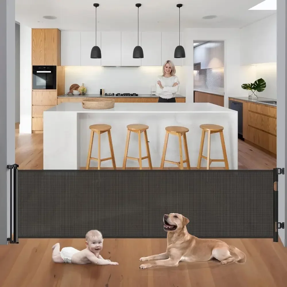 Baby Gate Extra Wide - ประตูนิรภัยสำหรับเด็กแบบยืดหดได้ ขนาดกว้างพิเศษ 118 นิ้ว สำหรับช่องเปิดขนาดใหญ่ ประตูนิรภัยแบบตาข่ายสำหรับบันได
