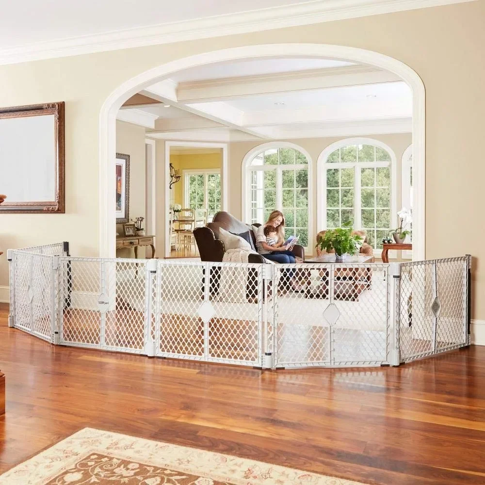 Baby Gate Extra Wide - # สําหรับลานเล่นเด็ก Superyard 6 Panel บทกวีหรือประตูเด็กแบบกว้างพิเศษ
