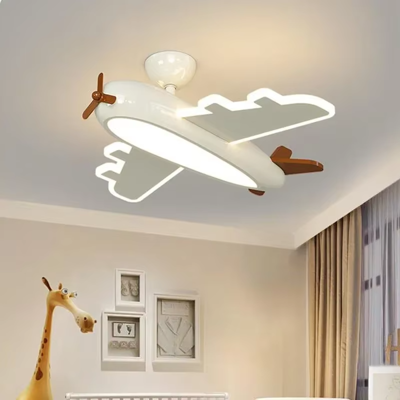 Baby Nursery Ceiling Light - โคมไฟเพดานรูปเครื่องบิน โคมไฟเพดานการ์ตูนสำหรับเด็ก โคมไฟดีไซน์สร้างสรรค์ ไฟ LED สีขาว