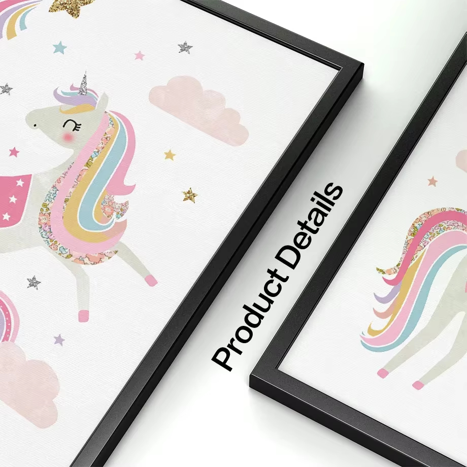 ภาพพิมพ์บนผ้าใบลายยูนิคอร์นสีช - Baby Nursery Mirror บทวิจารณ์และราคา