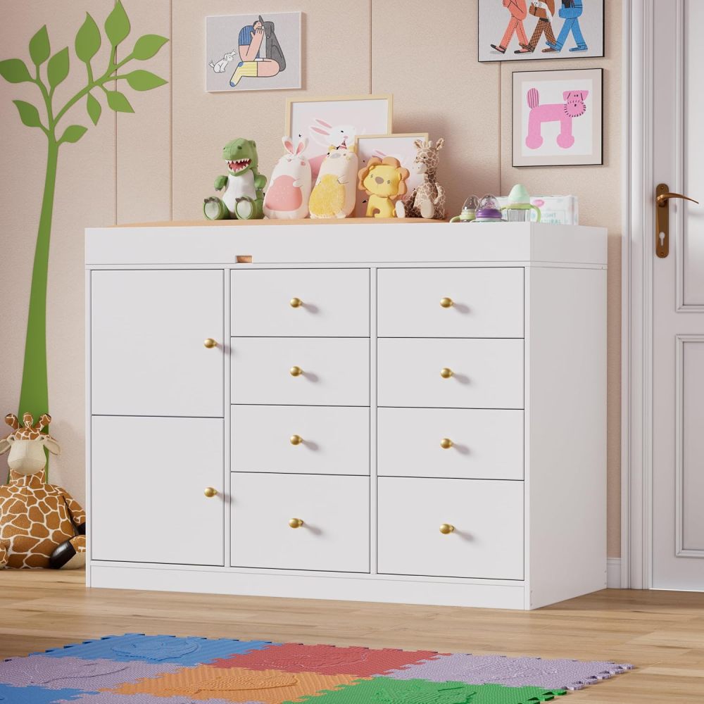 ตู้เสื้อผ้าเด็กแบบคลาสสิกพร้อม - Baby Nursery Dresser Changing Table บทวิจารณ์และราคา