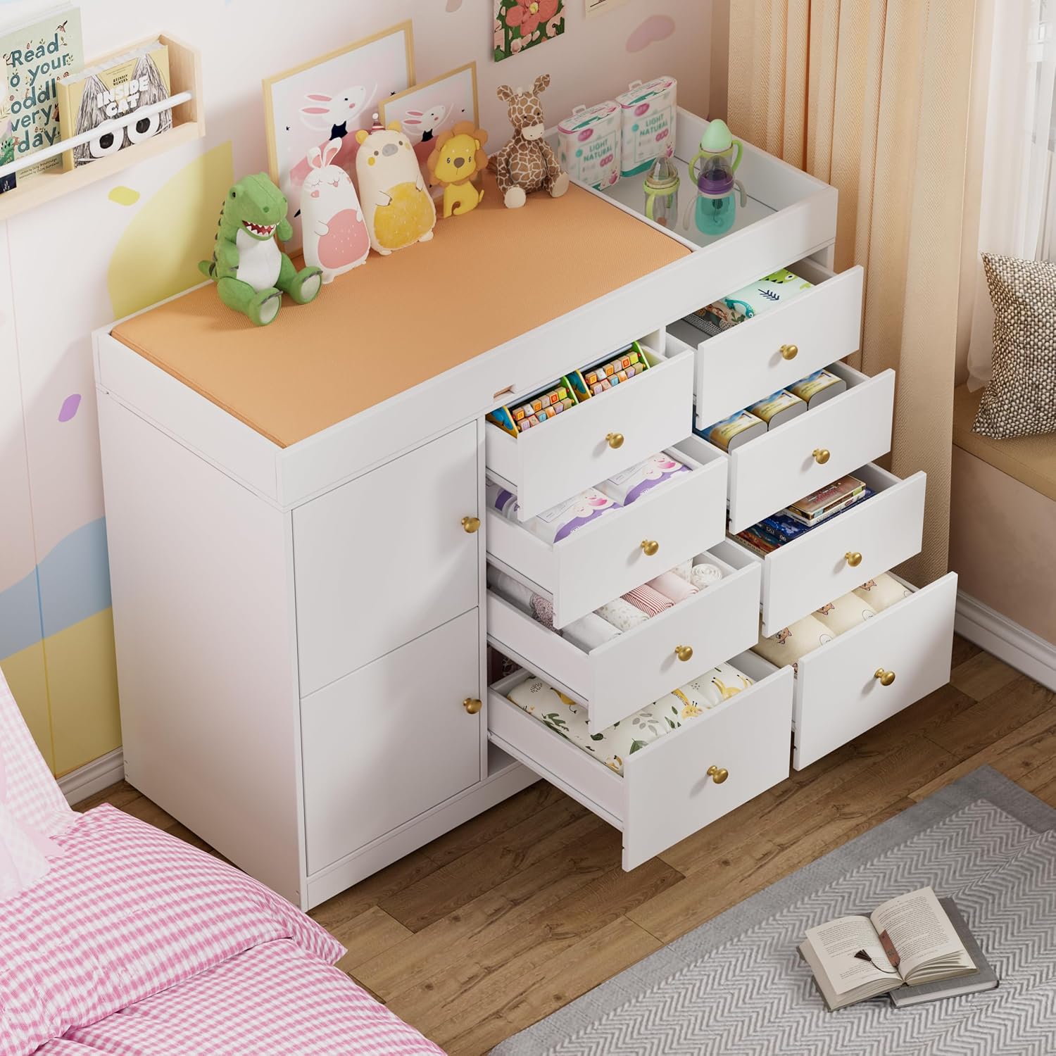 โต๊ะเปลี่ยนผ้าอ้อมเด็กแบบคลาสส - Baby Nursery Dresser Changing Table บทวิจารณ์และราคา