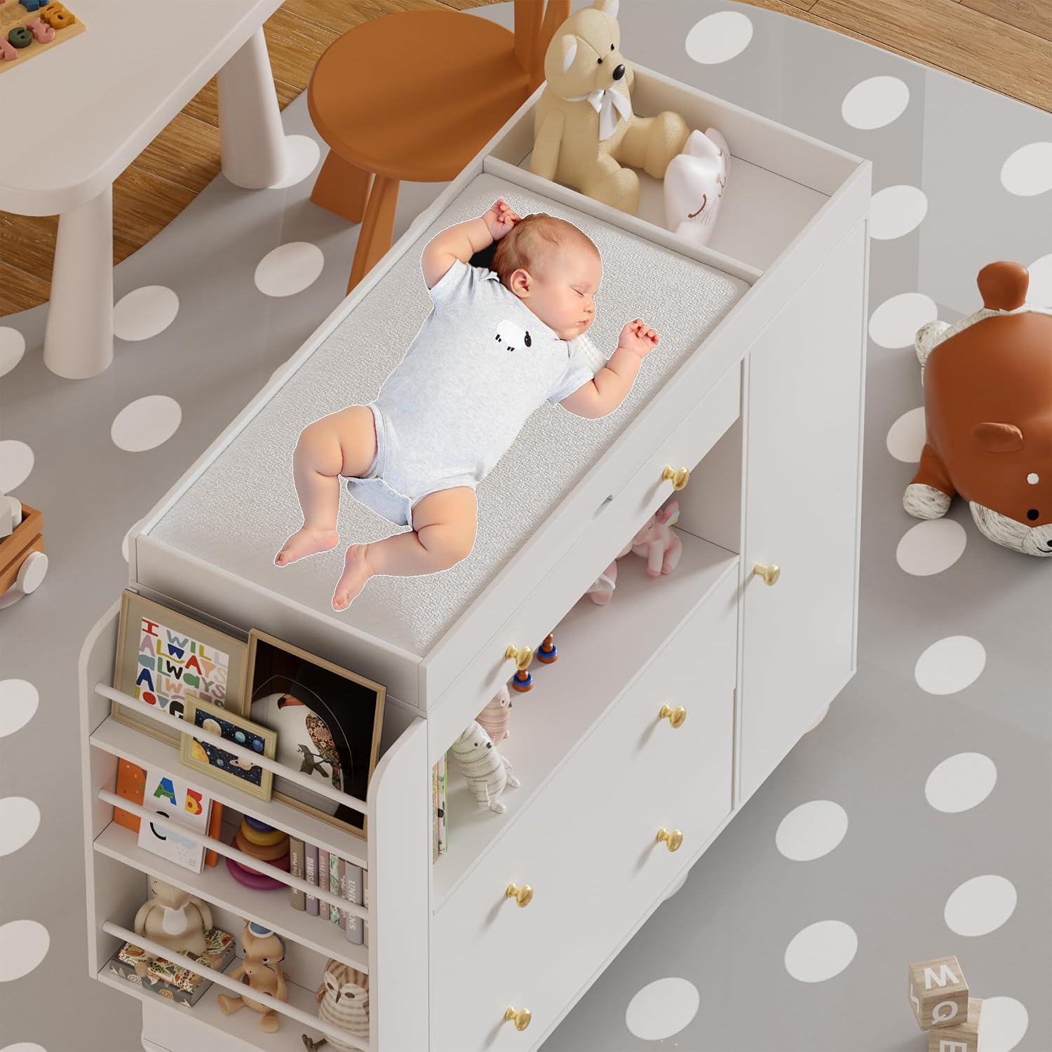 ตู้เสื้อผ้าเด็กอ่อนพร้อมโต๊ะเป - Baby Nursery Dresser Changing Table บทวิจารณ์และราคา