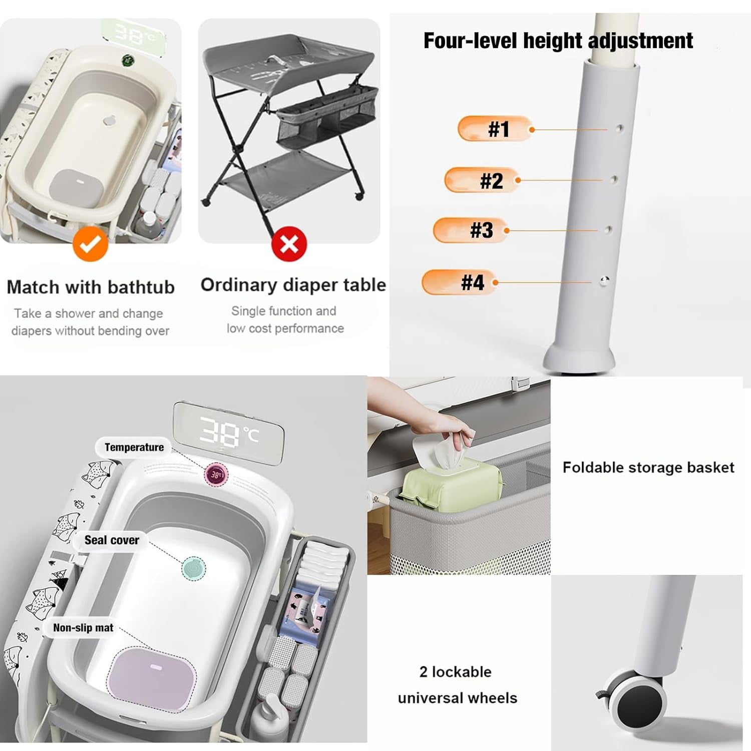 โต๊ะเปลี่ยนผ้าอ้อมเด็ก 2 in 1  - Baby Nursery Dresser Changing Table บทวิจารณ์และราคา