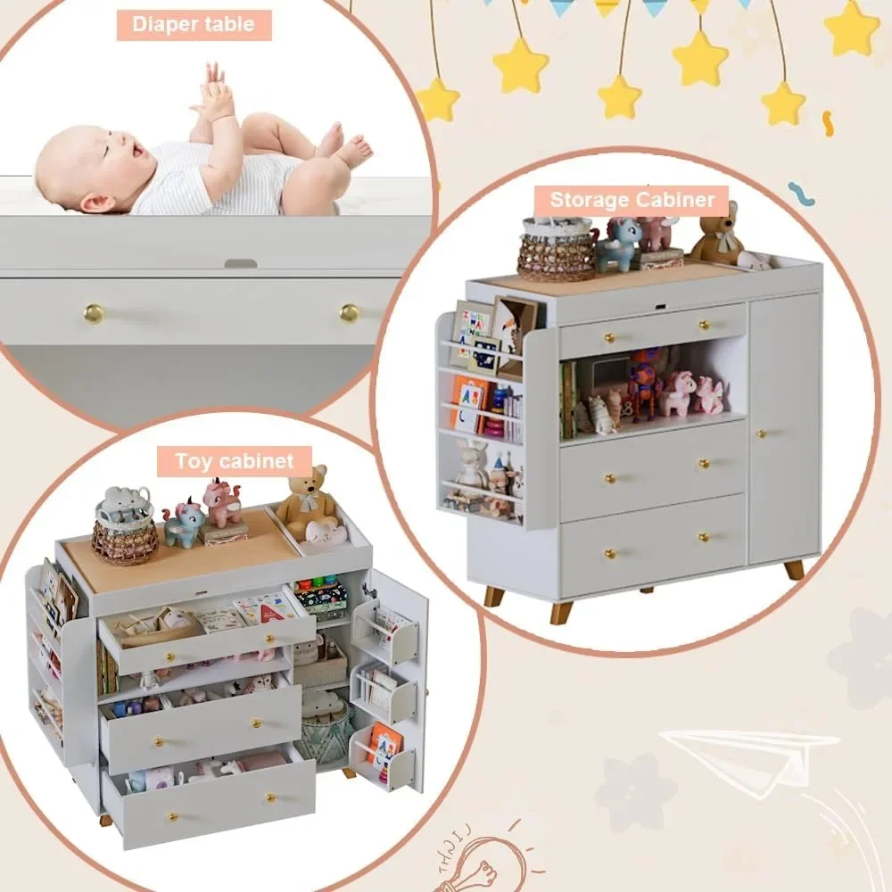 ตู้เสื้อผ้าเด็กอ่อน, โต๊ะเปลี่ - Baby Nursery Dresser Changing Table บทวิจารณ์และราคา
