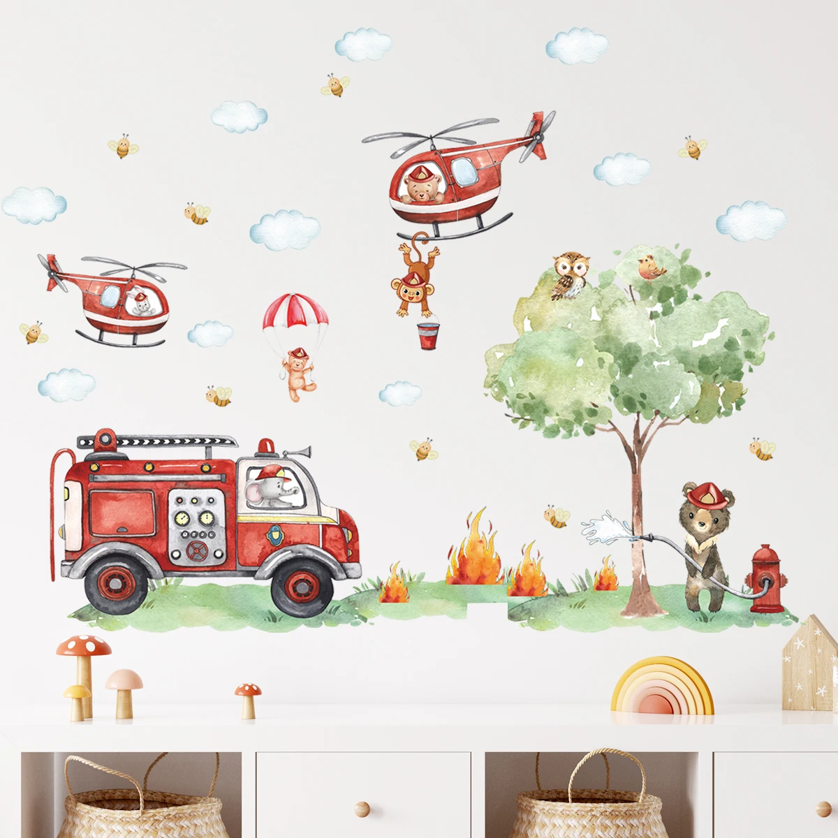 การ์ตูนสัตว์ Fire Fighting รถบ - Baby Nursery Water บทวิจารณ์และราคา