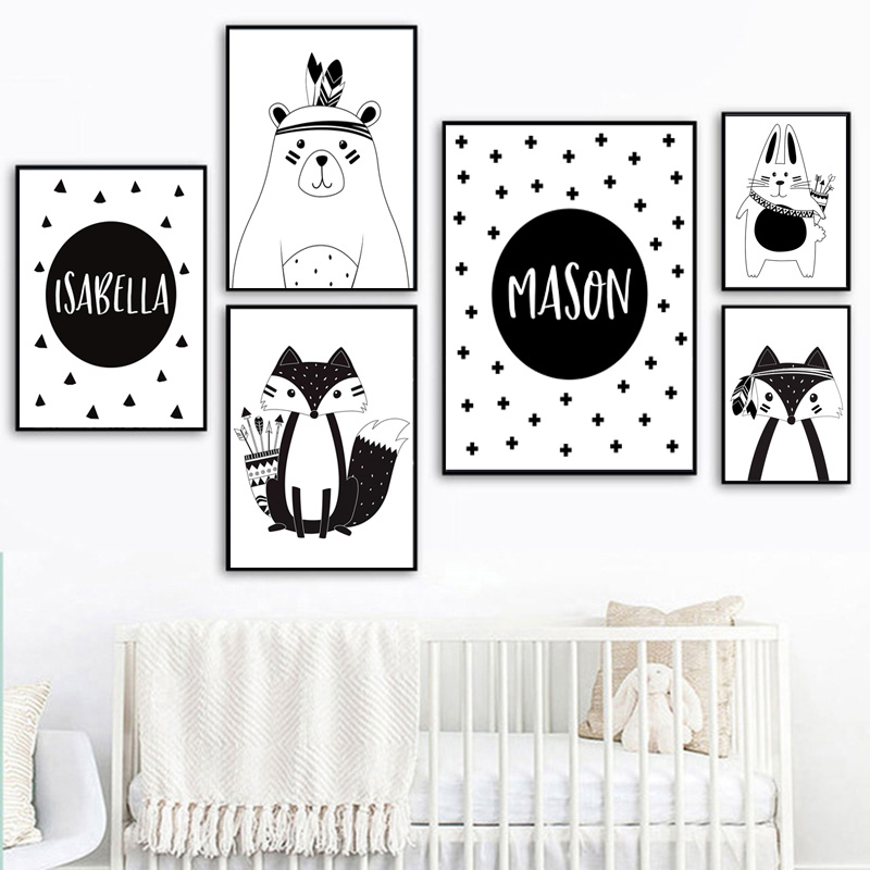 สีดําสีขาวการ์ตูนหมีกระต่าย Ba - Baby Nursery Mirror บทวิจารณ์และราคา