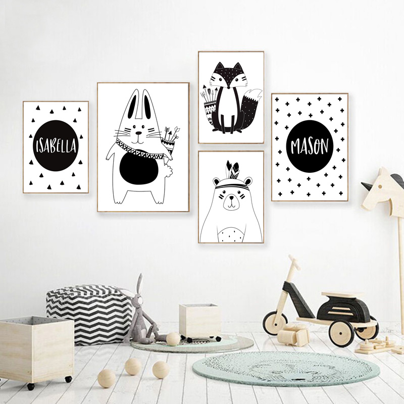 สีดําสีขาวการ์ตูนหมีกระต่าย Ba - Baby Nursery Mirror บทวิจารณ์และราคา