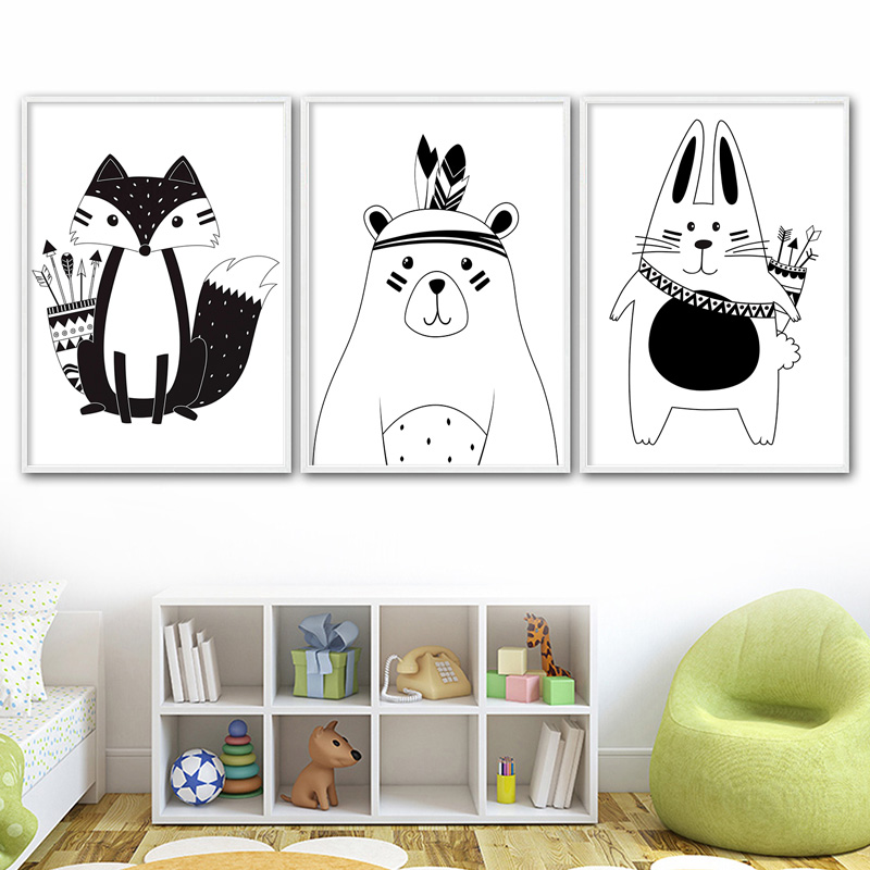 สีดําสีขาวการ์ตูนหมีกระต่าย Ba - Baby Nursery Mirror บทวิจารณ์และราคา
