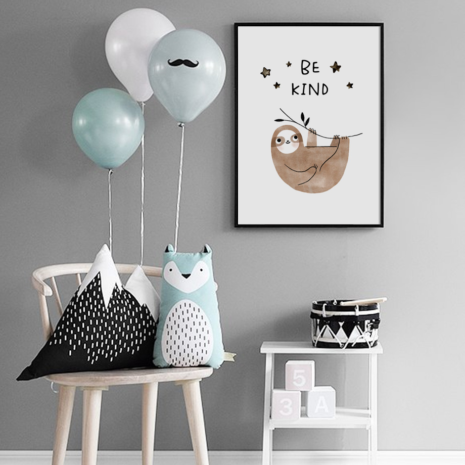 ช้าง Sloth แสงแดดผ้าใบเด็กโปสเ - Baby Nursery Animal Pictures บทวิจารณ์และราคา
