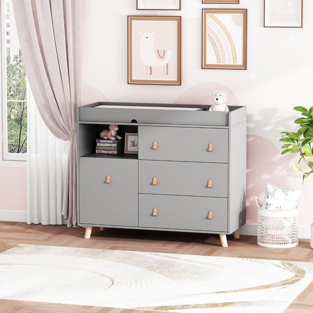 โต๊ะเปลี่ยนผ้าอ้อมเด็กอเนกประส - Baby Nursery Dresser Changing Table บทวิจารณ์และราคา