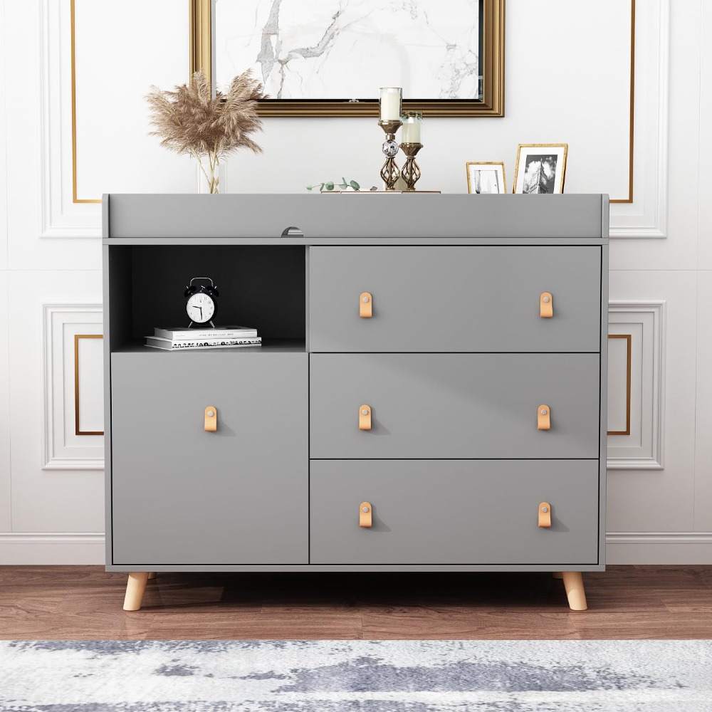 โต๊ะเปลี่ยนผ้าอ้อมเด็กอเนกประส - Baby Nursery Dresser Changing Table บทวิจารณ์และราคา