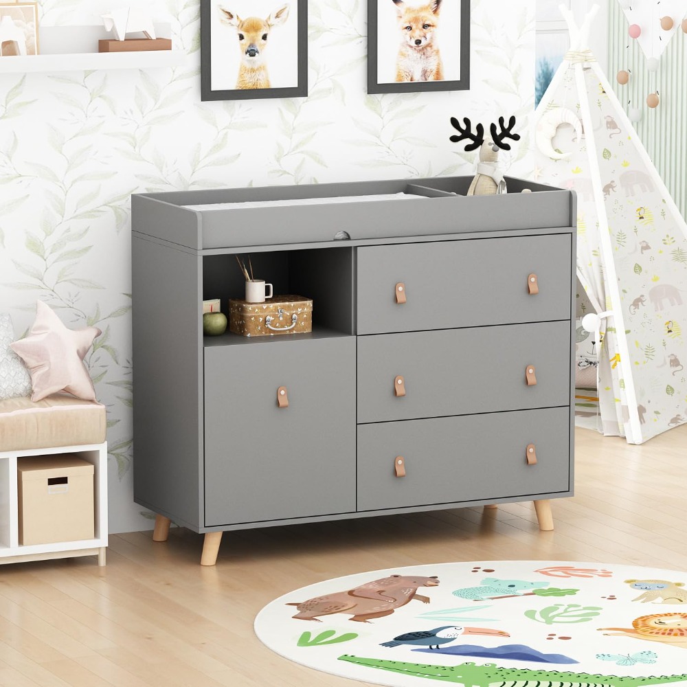 โต๊ะเปลี่ยนผ้าอ้อมเด็กอเนกประส - Baby Nursery Dresser Changing Table บทวิจารณ์และราคา