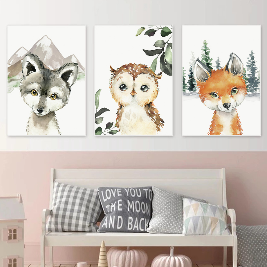 จิตรกรรมผ้าใบลายสัตว์ป่า หมาป่ - Baby Nursery Animal Pictures บทวิจารณ์และราคา