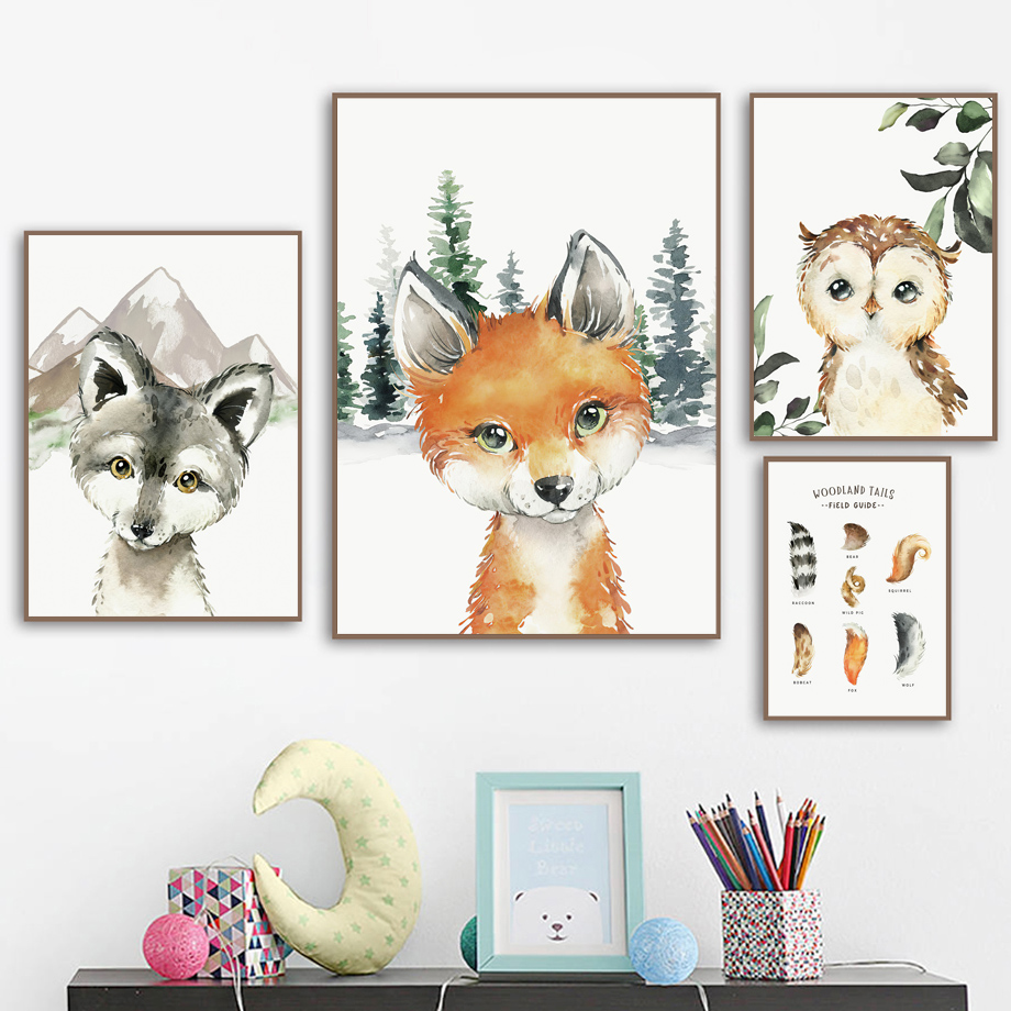 จิตรกรรมผ้าใบลายสัตว์ป่า หมาป่ - Baby Nursery Animal Pictures บทวิจารณ์และราคา