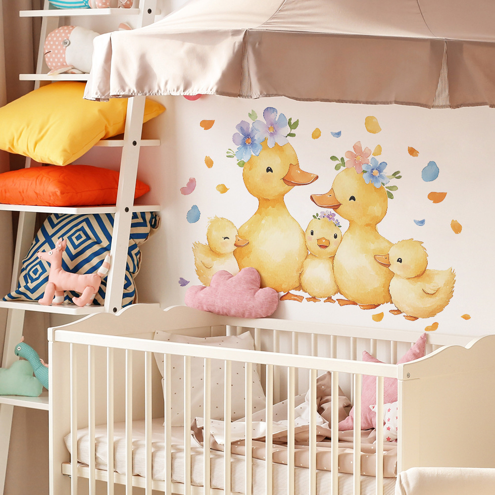 การ์ตูนเป็ดสีเหลืองครอบครัวสติ - Baby Nursery Yellow Walls บทวิจารณ์และราคา