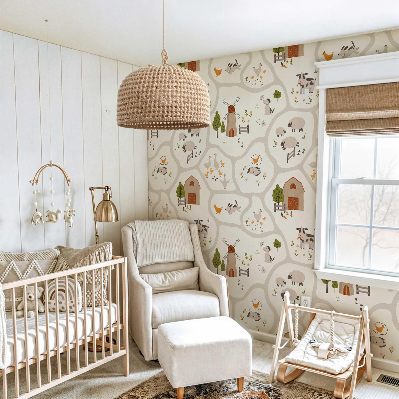 สัตว์ฟาร์นน่ารักเด็กวอลล์เปเปอ - Baby Nursery Water บทวิจารณ์และราคา
