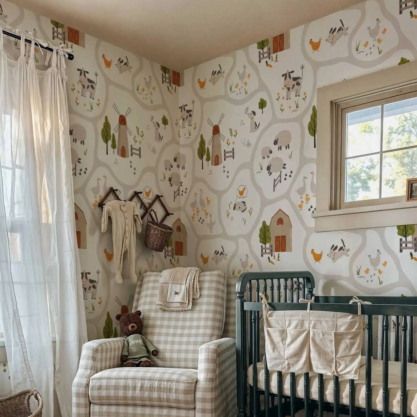 สัตว์ฟาร์นน่ารักเด็กวอลล์เปเปอ - Baby Nursery Water บทวิจารณ์และราคา