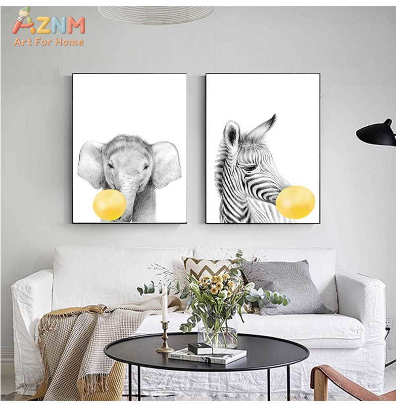 โปสเตอร์ภาพพิมพ์ลายสัตว์สีเหลื - Baby Nursery Yellow Walls บทวิจารณ์และราคา