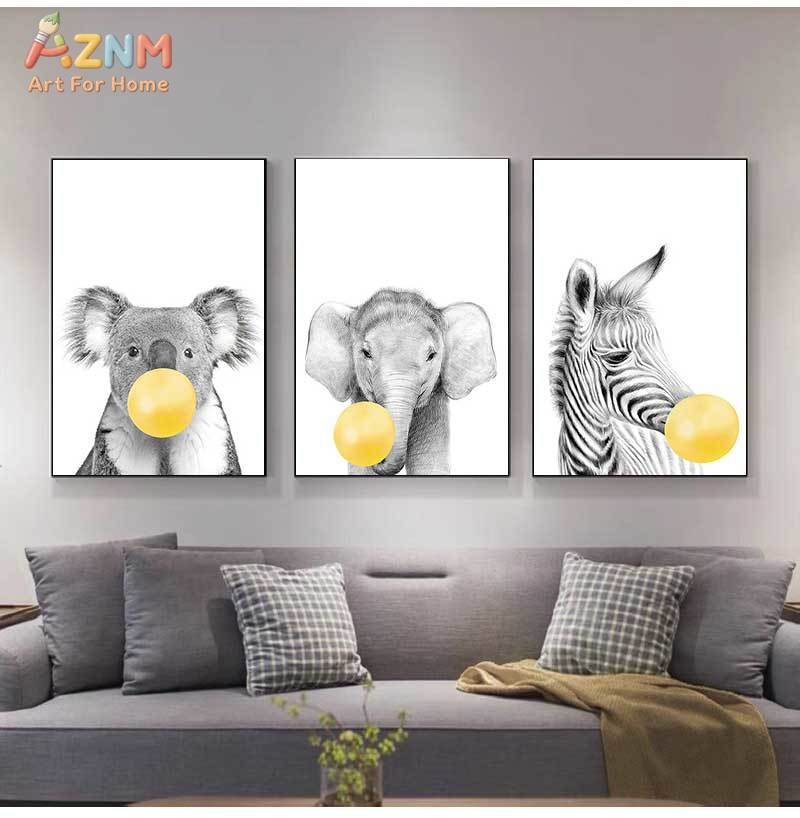 โปสเตอร์ภาพพิมพ์ลายสัตว์สีเหลื - Baby Nursery Yellow Walls บทวิจารณ์และราคา