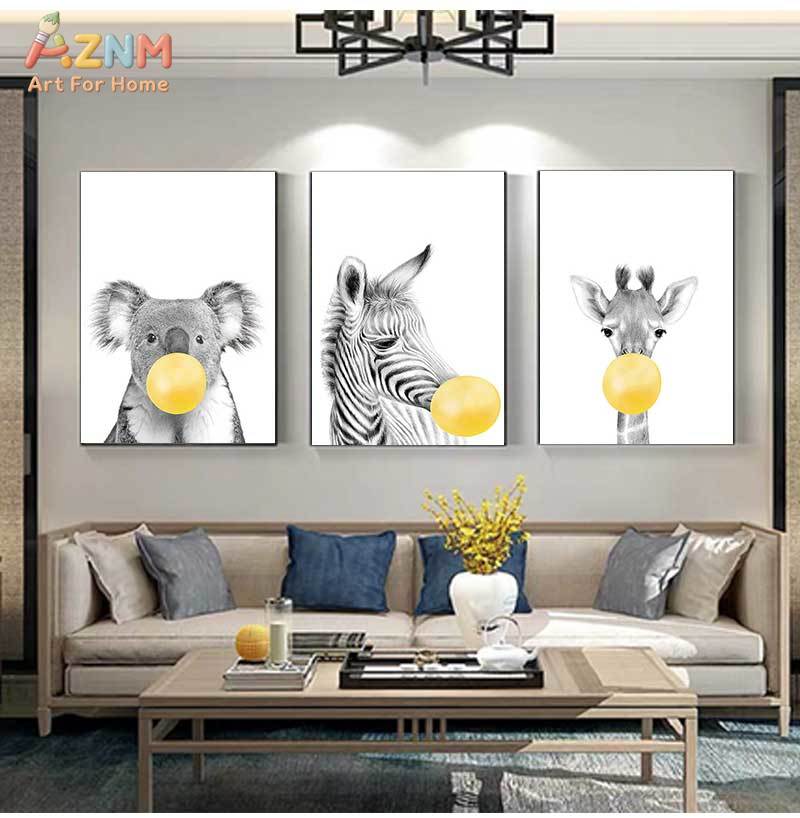 โปสเตอร์ภาพพิมพ์ลายสัตว์สีเหลื - Baby Nursery Yellow Walls บทวิจารณ์และราคา