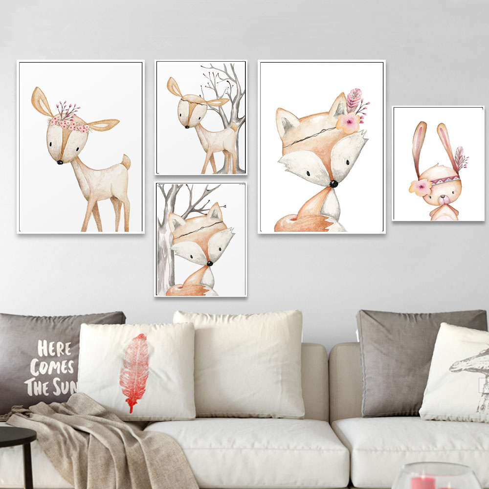 การ์ตูนกระต่ายโปสเตอร์ Fox Dee - Baby Nursery Animal Pictures บทวิจารณ์และราคา