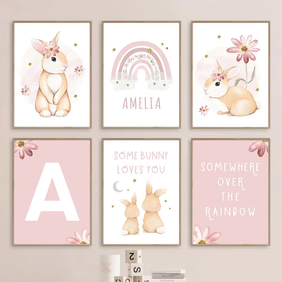 น่ารักสีน้ํากระต่ายสายรุ้งดอกไ - Baby Nursery Mirror บทวิจารณ์และราคา