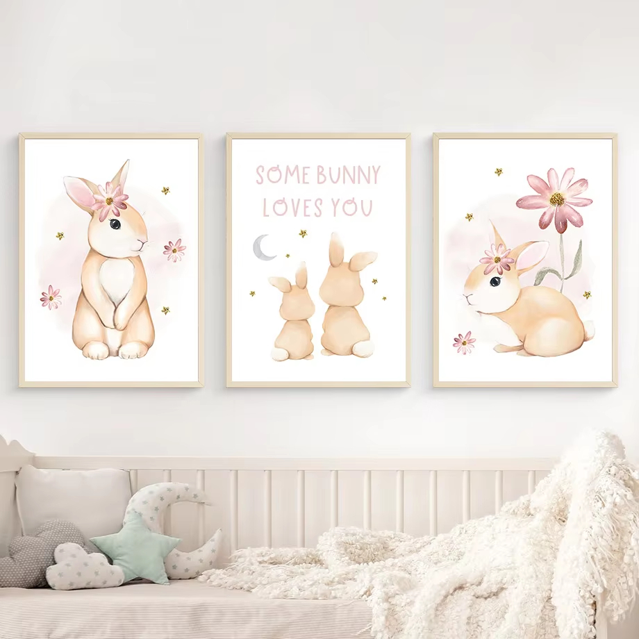 น่ารักสีน้ํากระต่ายสายรุ้งดอกไ - Baby Nursery Mirror บทวิจารณ์และราคา