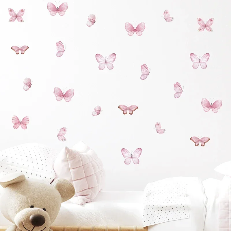 17 ชิ้นสีน้ําสีชมพูบินผีเสื้อร - Baby Nursery Water บทวิจารณ์และราคา