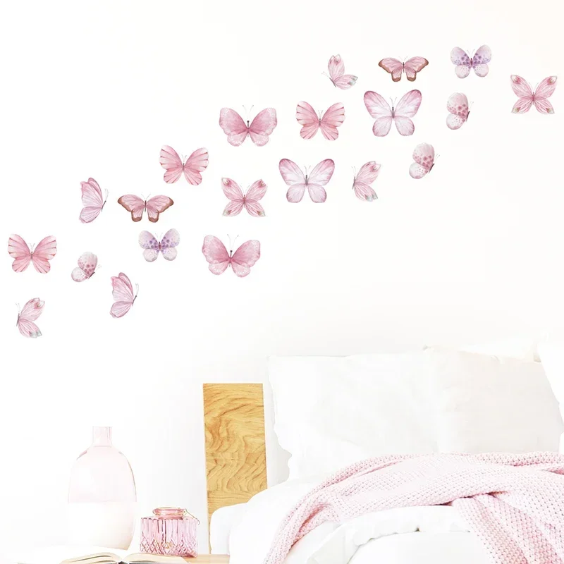 17 ชิ้นสีน้ําสีชมพูบินผีเสื้อร - Baby Nursery Water บทวิจารณ์และราคา