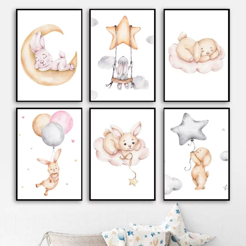 น่ารักสีน้ํากระต่าย Moon Star  - Baby Nursery Mirror บทวิจารณ์และราคา