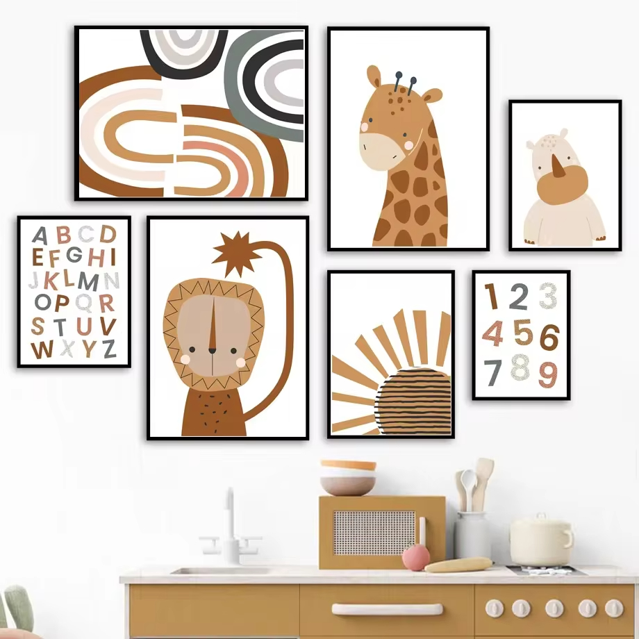 รุ้งดวงอาทิตย์สิงโตไดโนเสาร์ภา - Baby Nursery Animal Pictures บทวิจารณ์และราคา