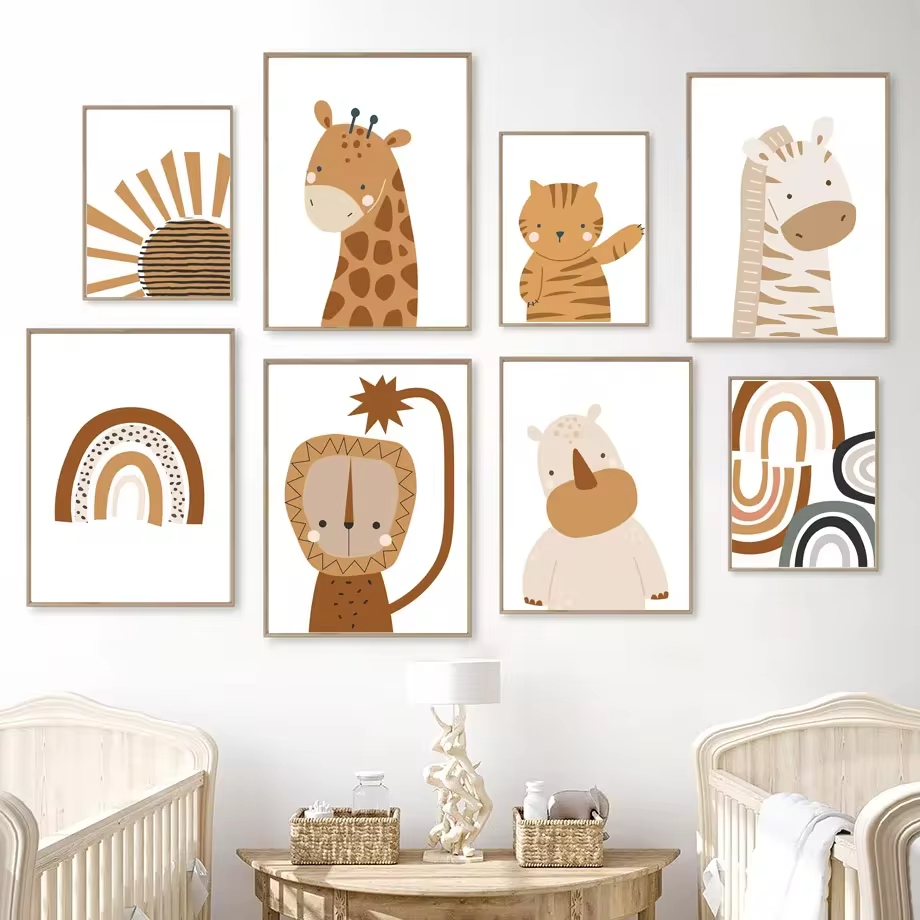 รุ้งดวงอาทิตย์สิงโตไดโนเสาร์ภา - Baby Nursery Animal Pictures บทวิจารณ์และราคา