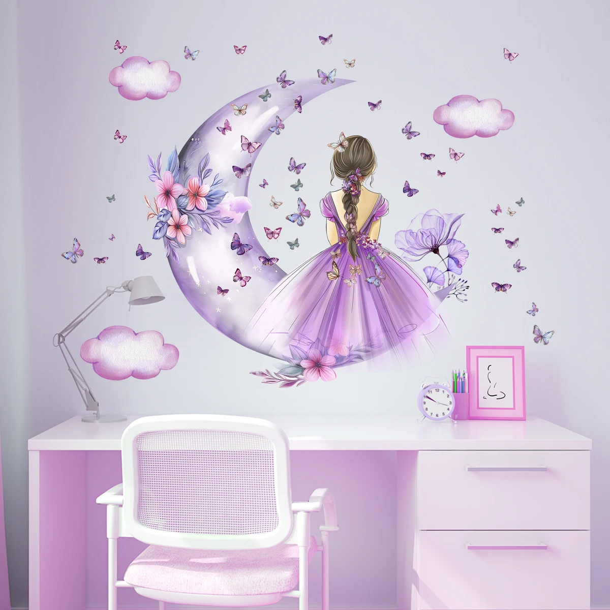 สาวดวงจันทร์ผีเสื้อสติ๊กเกอร์ต - Baby Nursery Ideas Girl บทวิจารณ์และราคา