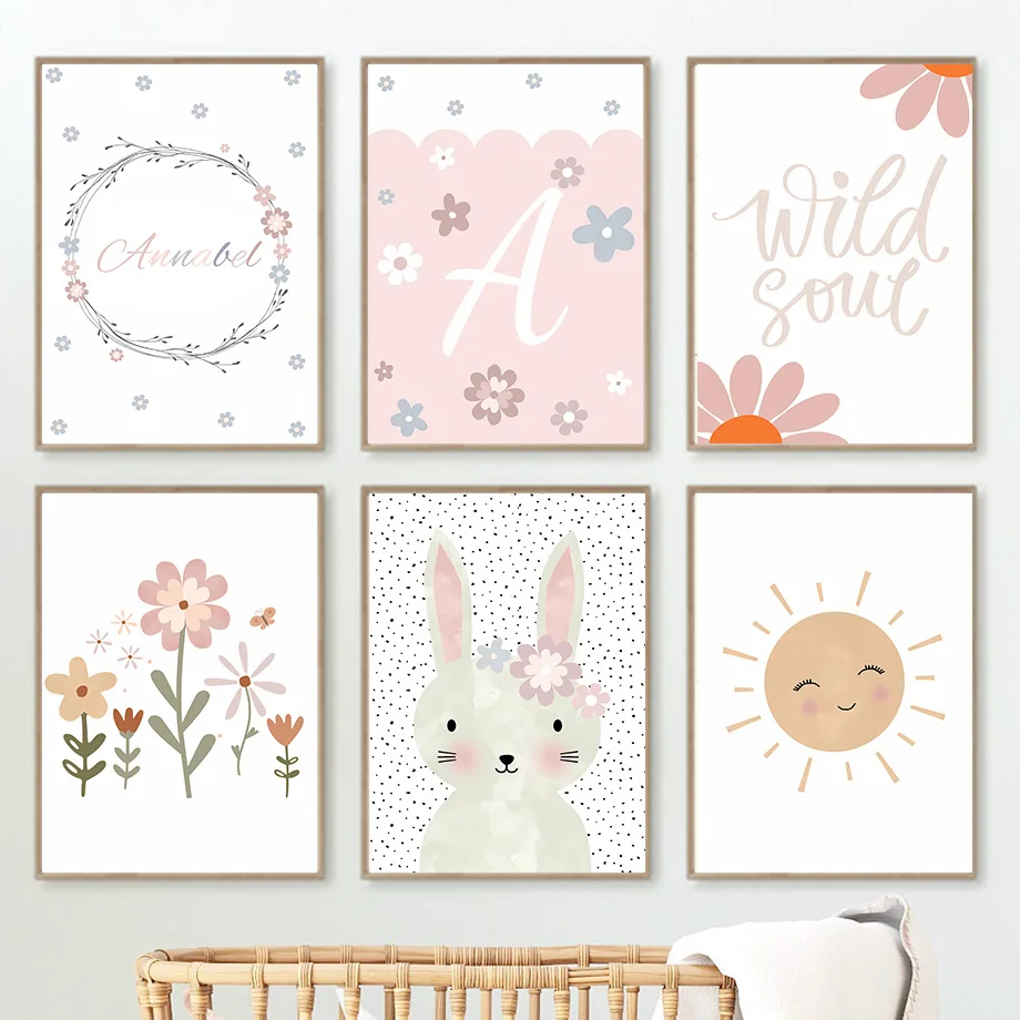 ภาพพิมพ์บนผ้าใบลายกระต่ายโบโฮ  - Baby Nursery Mirror บทวิจารณ์และราคา