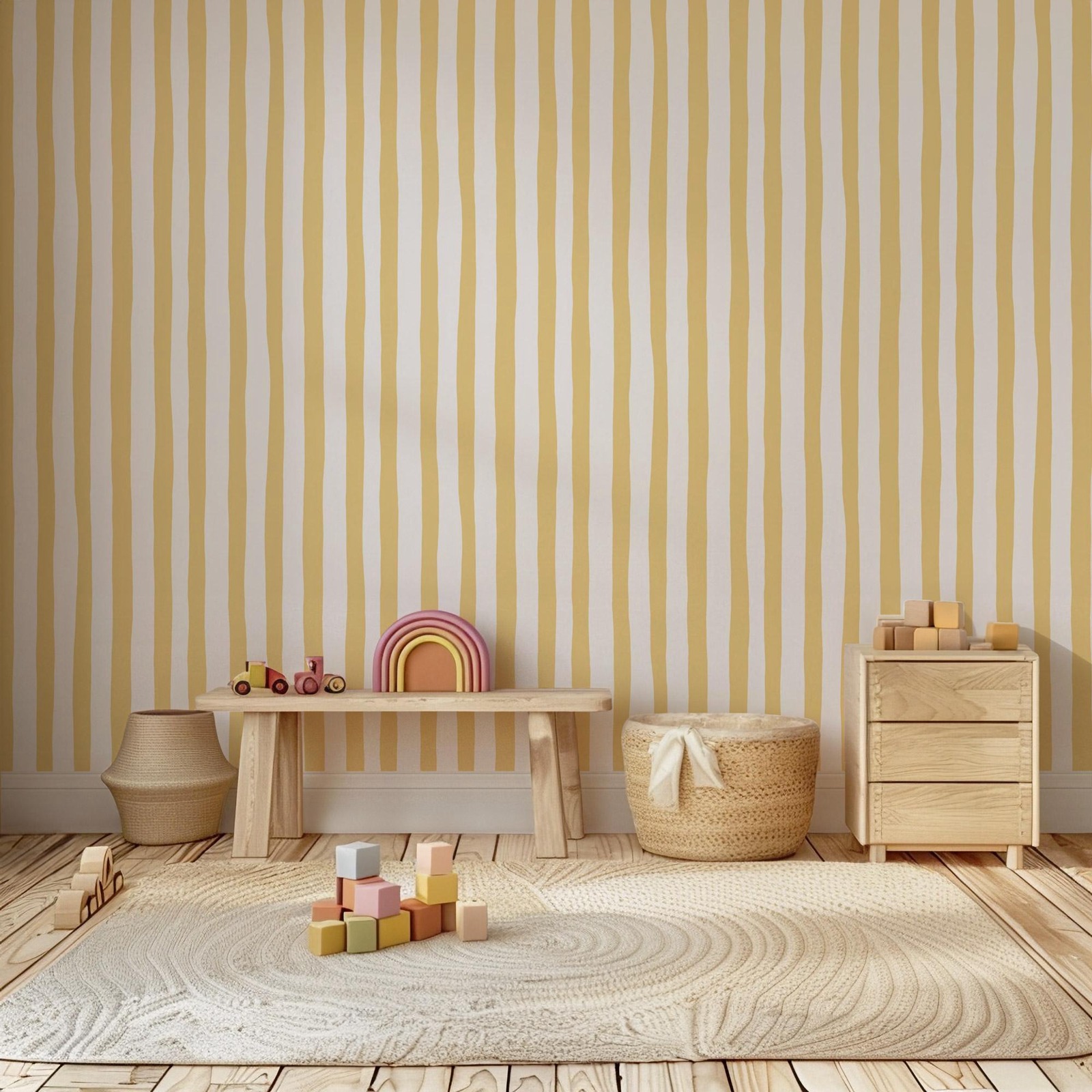 วอลเปเปอร์ลายเส้นสีเหลืองซันไช - Baby Nursery Yellow Walls บทวิจารณ์และราคา