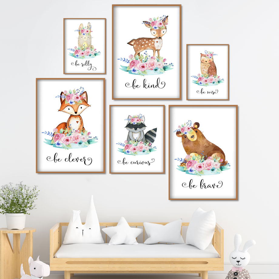 การ์ตูนฟ็อกซ์กวางกระต่ายเด็กสั - Baby Nursery Animal Pictures บทวิจารณ์และราคา