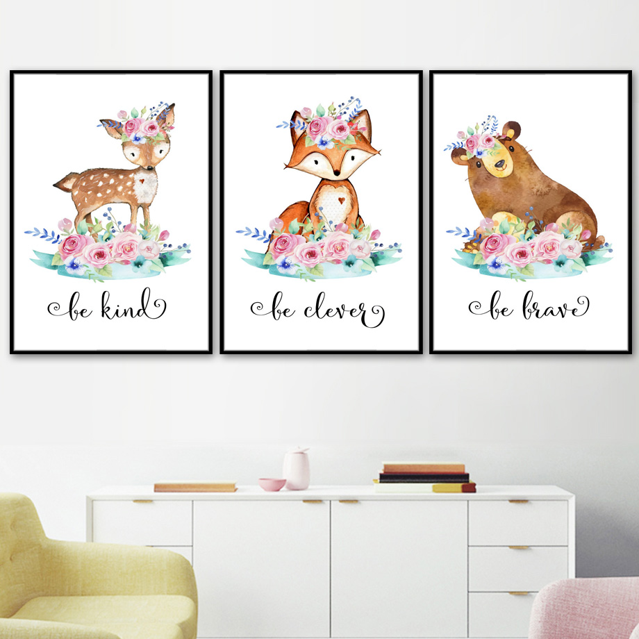 การ์ตูนฟ็อกซ์กวางกระต่ายเด็กสั - Baby Nursery Animal Pictures บทวิจารณ์และราคา