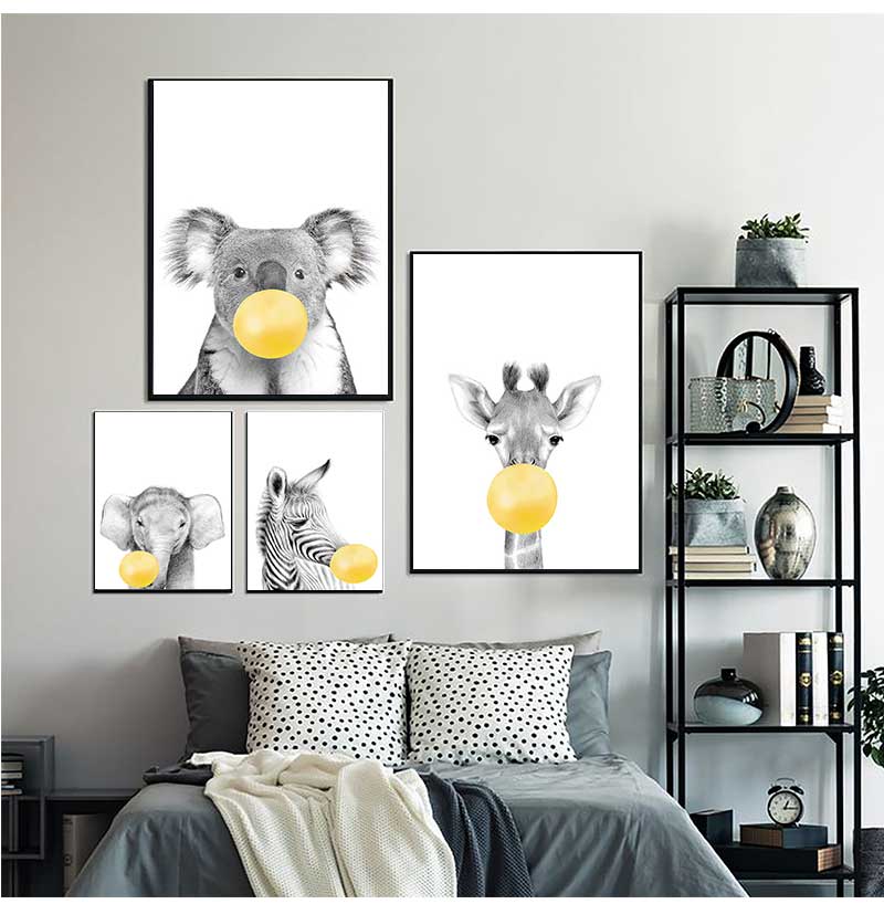 ภาพพิมพ์บนผ้าใบแบบไม่มีกรอบ 1  - Baby Nursery Yellow Walls บทวิจารณ์และราคา