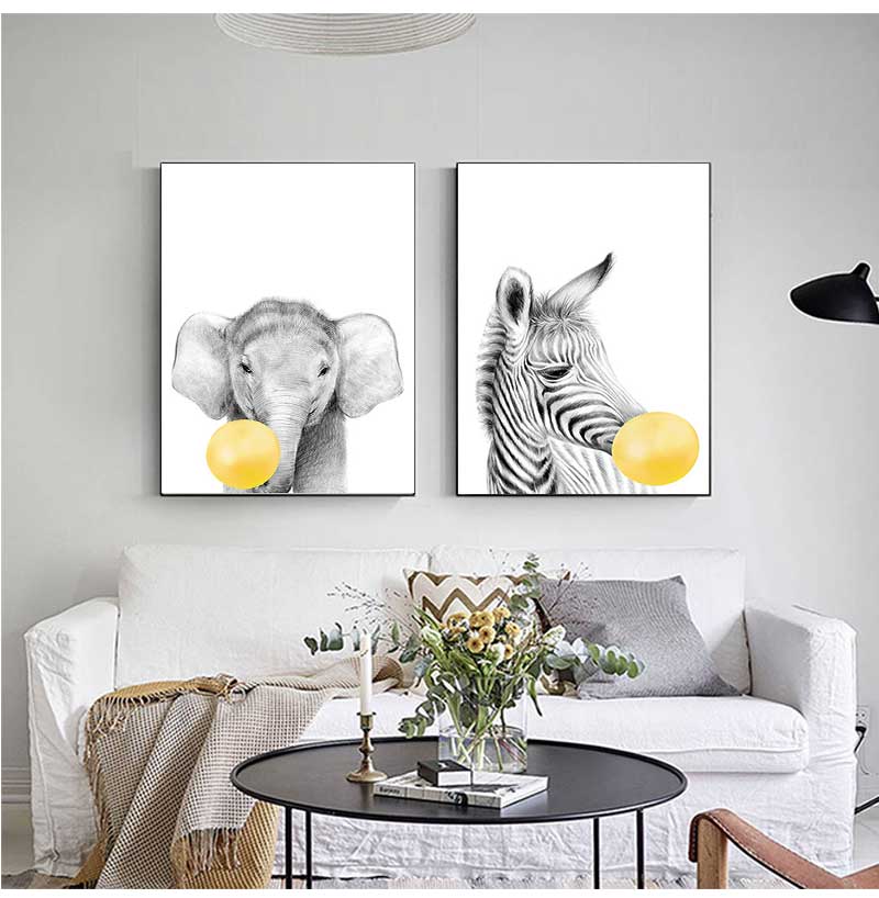 ภาพพิมพ์บนผ้าใบแบบไม่มีกรอบ 1  - Baby Nursery Yellow Walls บทวิจารณ์และราคา