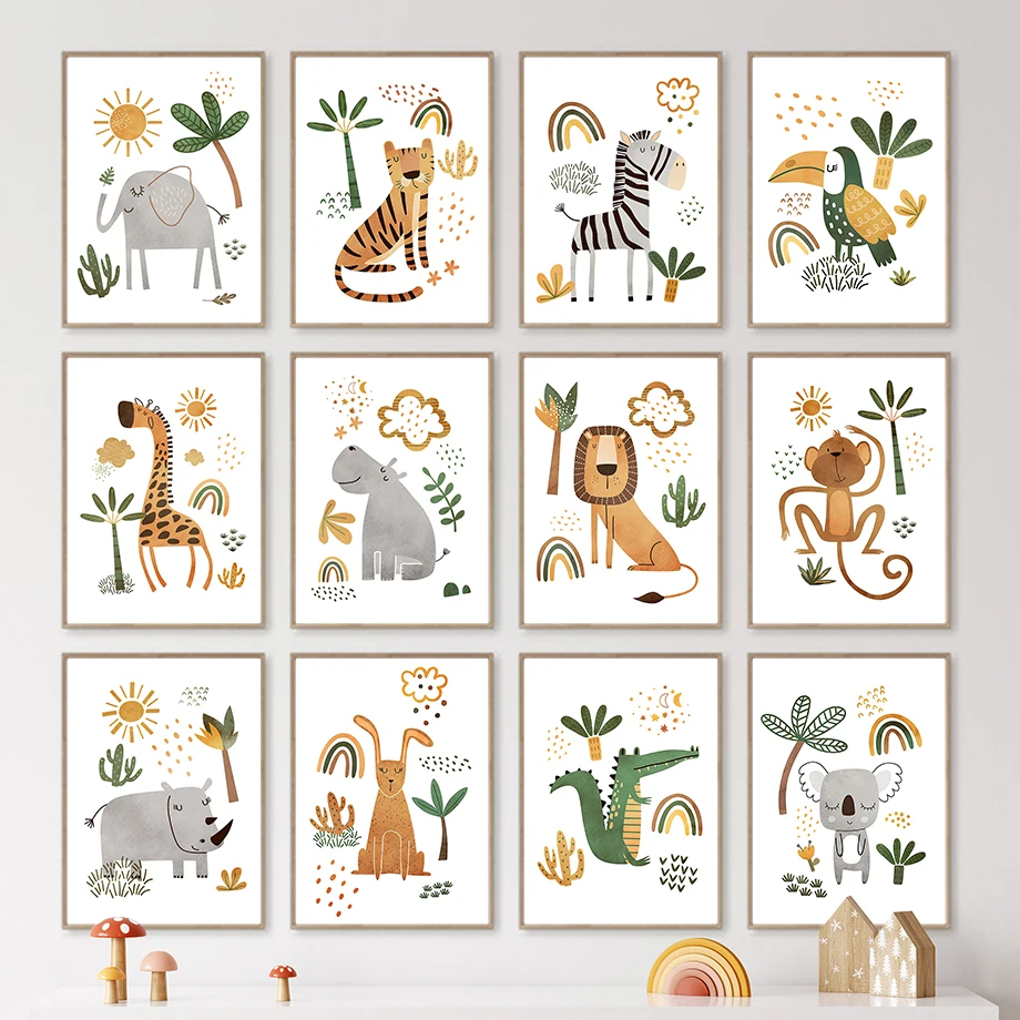 ยีราฟช้าง Tiger ZEBRA Toucan ส - Baby Nursery Animal Pictures บทวิจารณ์และราคา